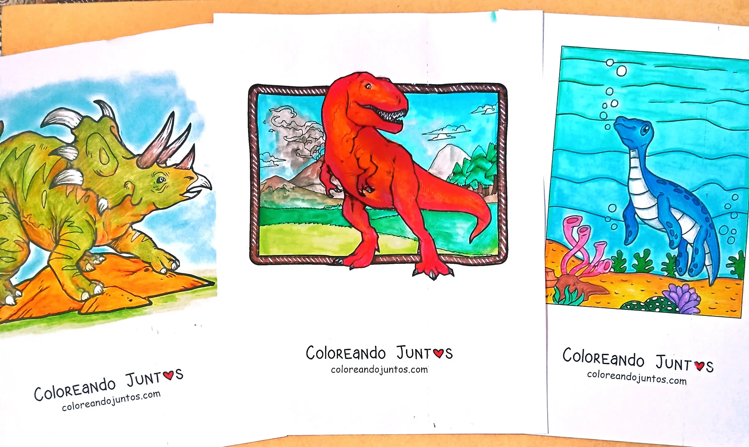 Dinosaurs colored by Coloring Together