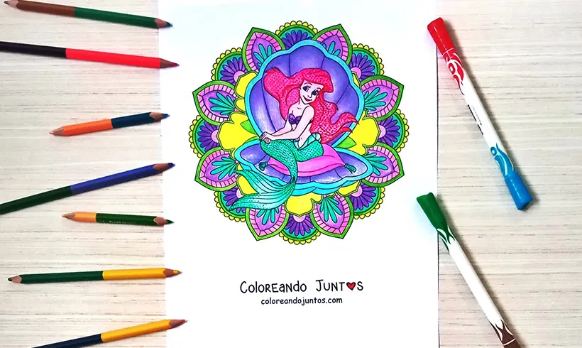 Disney mandala drawing colored by Coloring Together