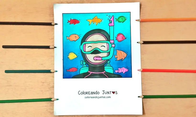 Scuba diving picture colored by Coloring Together