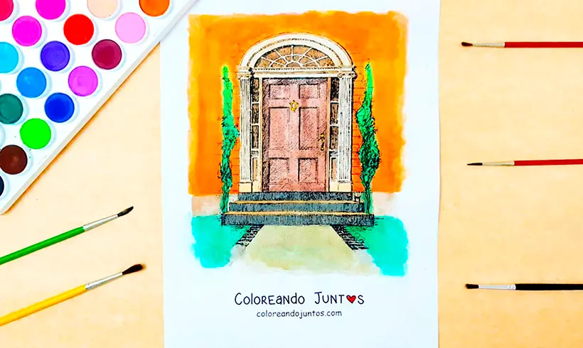 Drawing of a door colored by Coloring Together