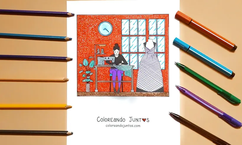 Dressmaker drawing colored by Coloring Together