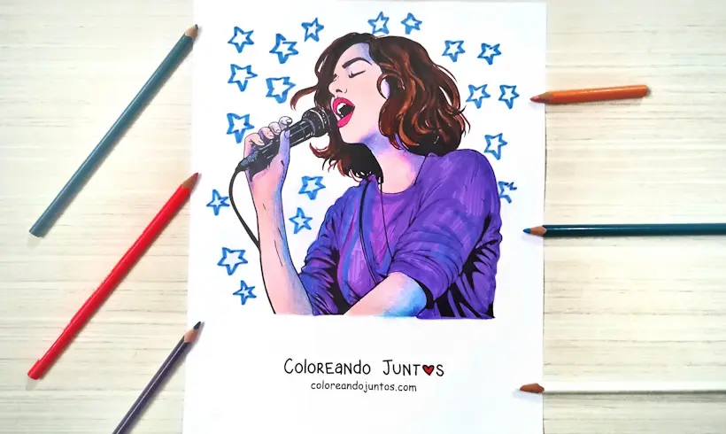 Drawing of Dua Lipa colored by Coloring Together