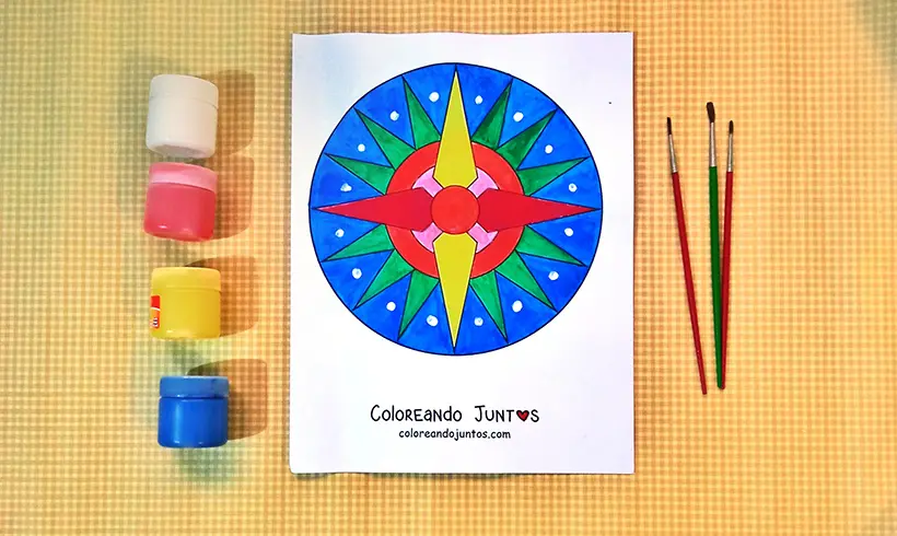 Easy mandala drawing colored by Coloring Together