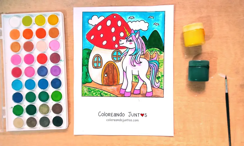 Enchanted forest drawing colored by Coloring Together
