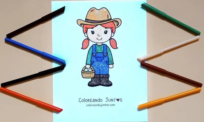 Drawing of a farmer colored by Coloring Together