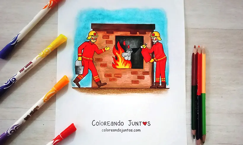 Firefighters drawing colored by Coloring Together