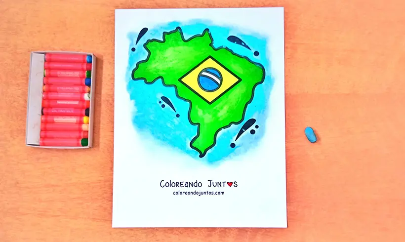 Drawing of the flag of Brazil colored by Coloring Together