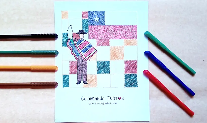 Chile flag drawing colored by Coloring Together