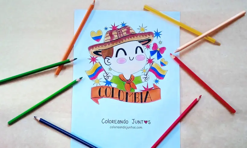 Drawing of the flag of Colombia colored by Coloring Together
