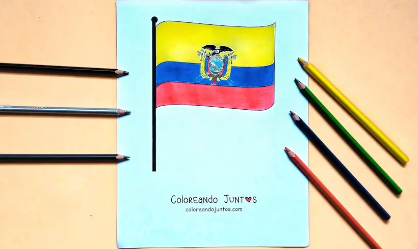 Drawing of Ecuador flag colored by Coloring Together