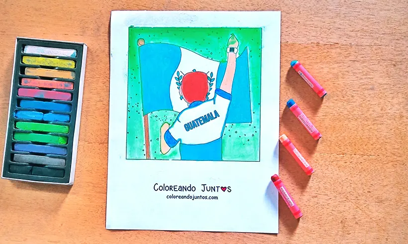 Guatemala flag drawing colored by Coloring Together