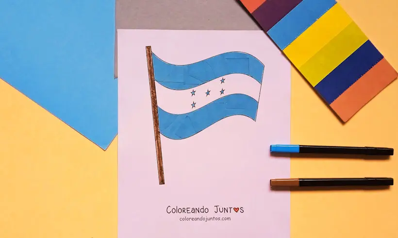 Drawing of Honduras flag colored by Coloring Together