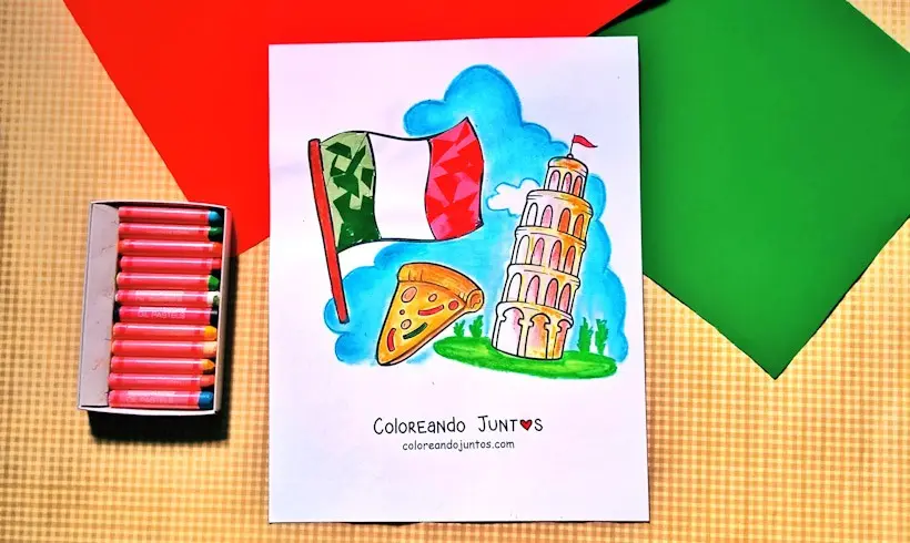 Drawing of the flag of Italy colored by Coloring Together