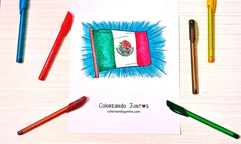 Mexico flag drawing colored by Coloring Together