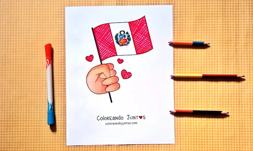 Flag of Peru drawing colored by Coloring Together