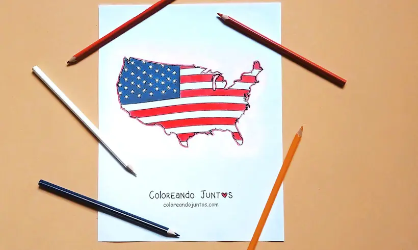 Drawing of United States flag colored by Coloring Together