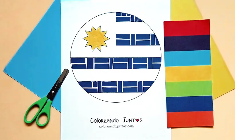 Drawing of the flag of Uruguay colored by Coloring Together