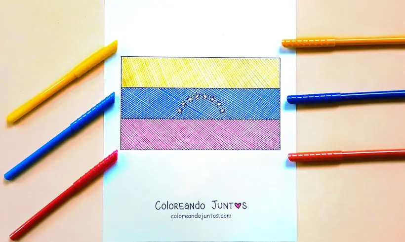 Drawing of the flag of Venezuela colored by Coloring Together