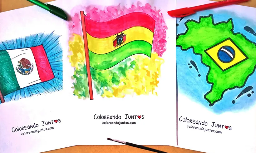 Flag drawings colored by Coloring Together