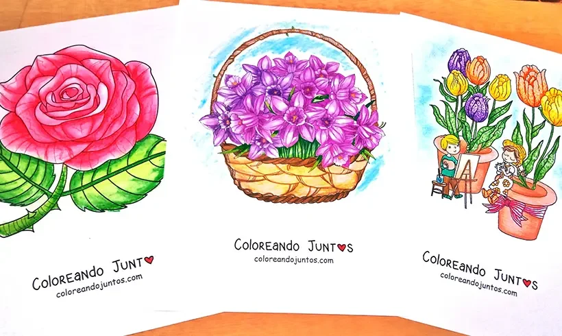 Flower drawings colored by Coloring Together
