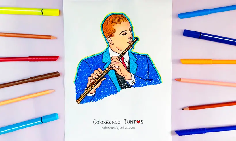 Flute drawing colored by Coloring Together