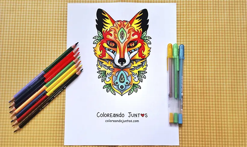 Drawing of a fox colored by Coloring Together