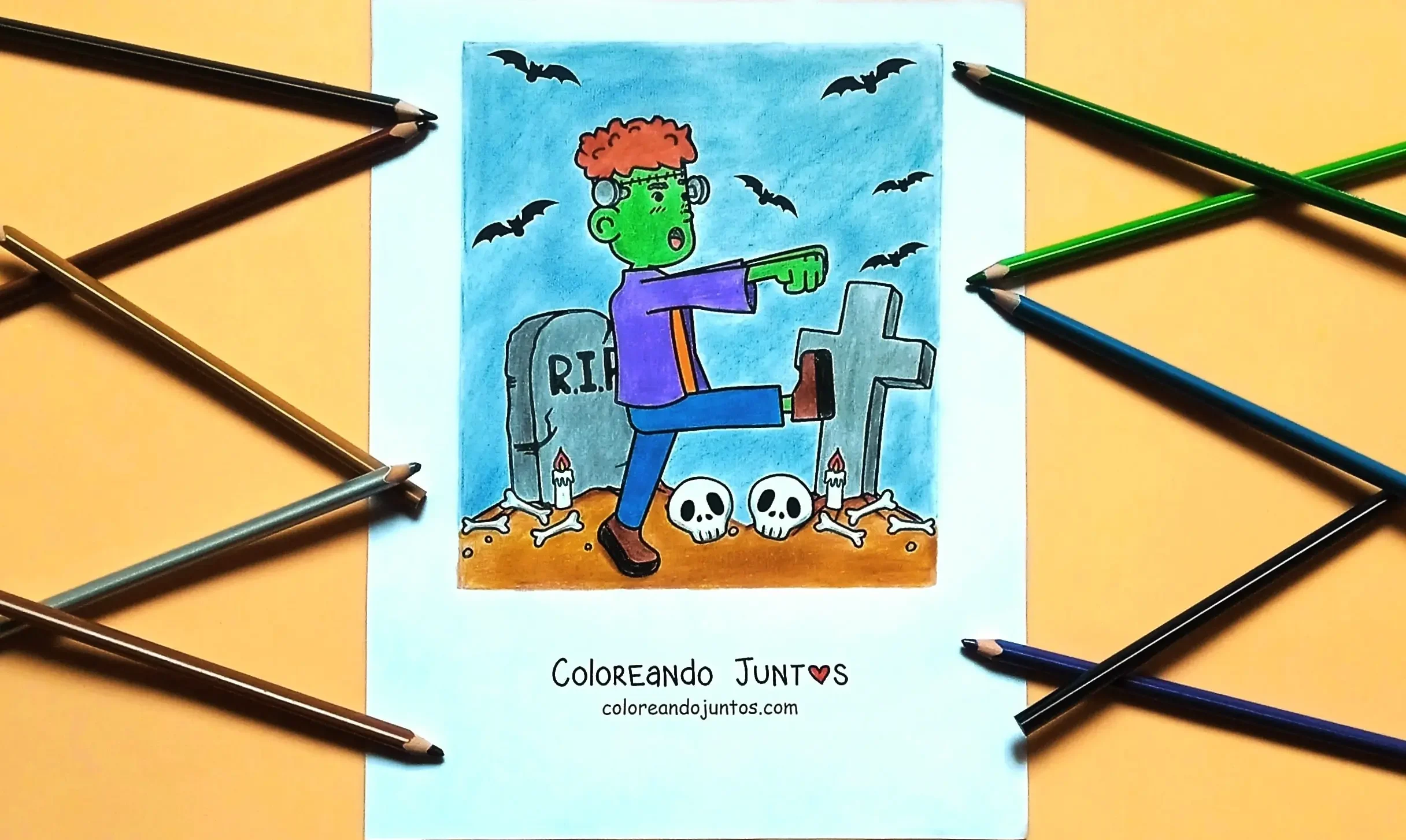 Frankenstein drawing colored by Coloring Together
