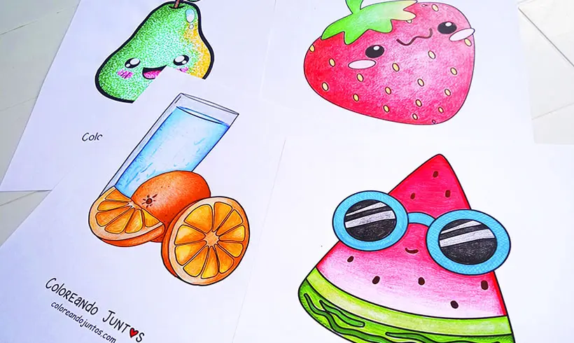 Fruit drawings colored by Coloring Together