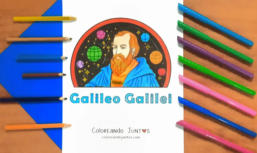 Drawing of Galileo Galilei colored by Coloring Together