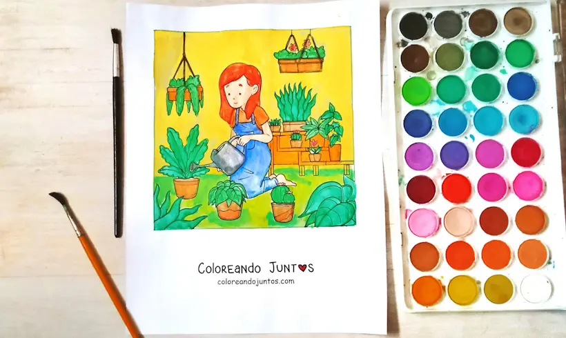 Gardening drawing colored by Coloring Together