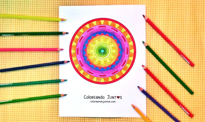 Geometric mandala drawing colored by Coloring Together