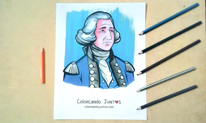 Drawing of George Washington colored by Coloring Together