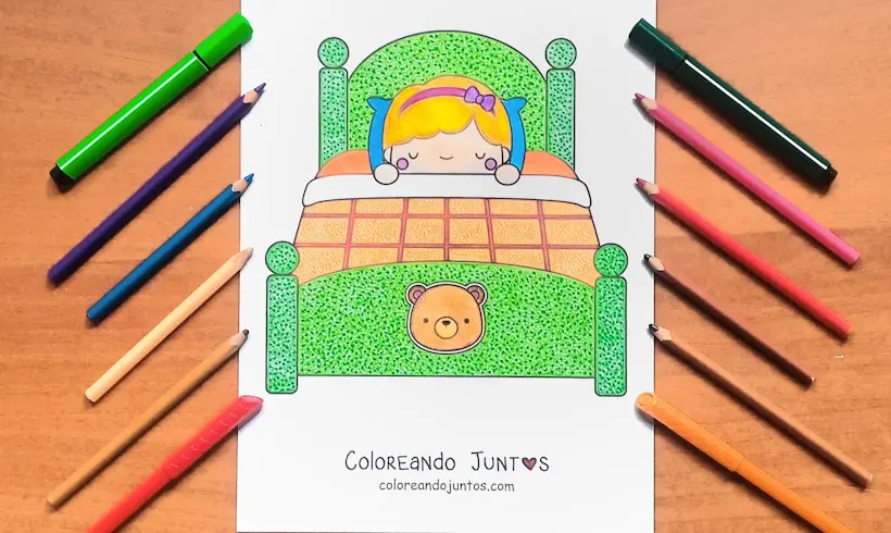 Drawing of Goldilocks colored by Coloring Together