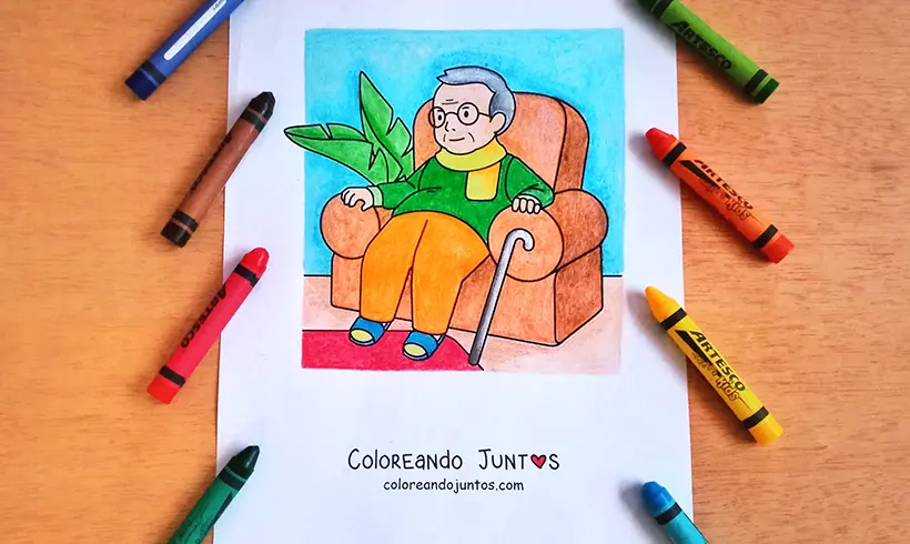 Grandfather drawing colored by Coloring Together