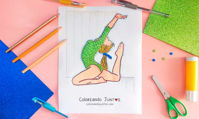 Gymnastics drawing colored by Coloring Together
