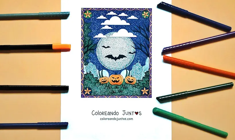 Drawing of Halloween bats colored by Coloring Together