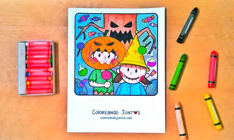 Drawing of Halloween costumes colored by Coloring Together