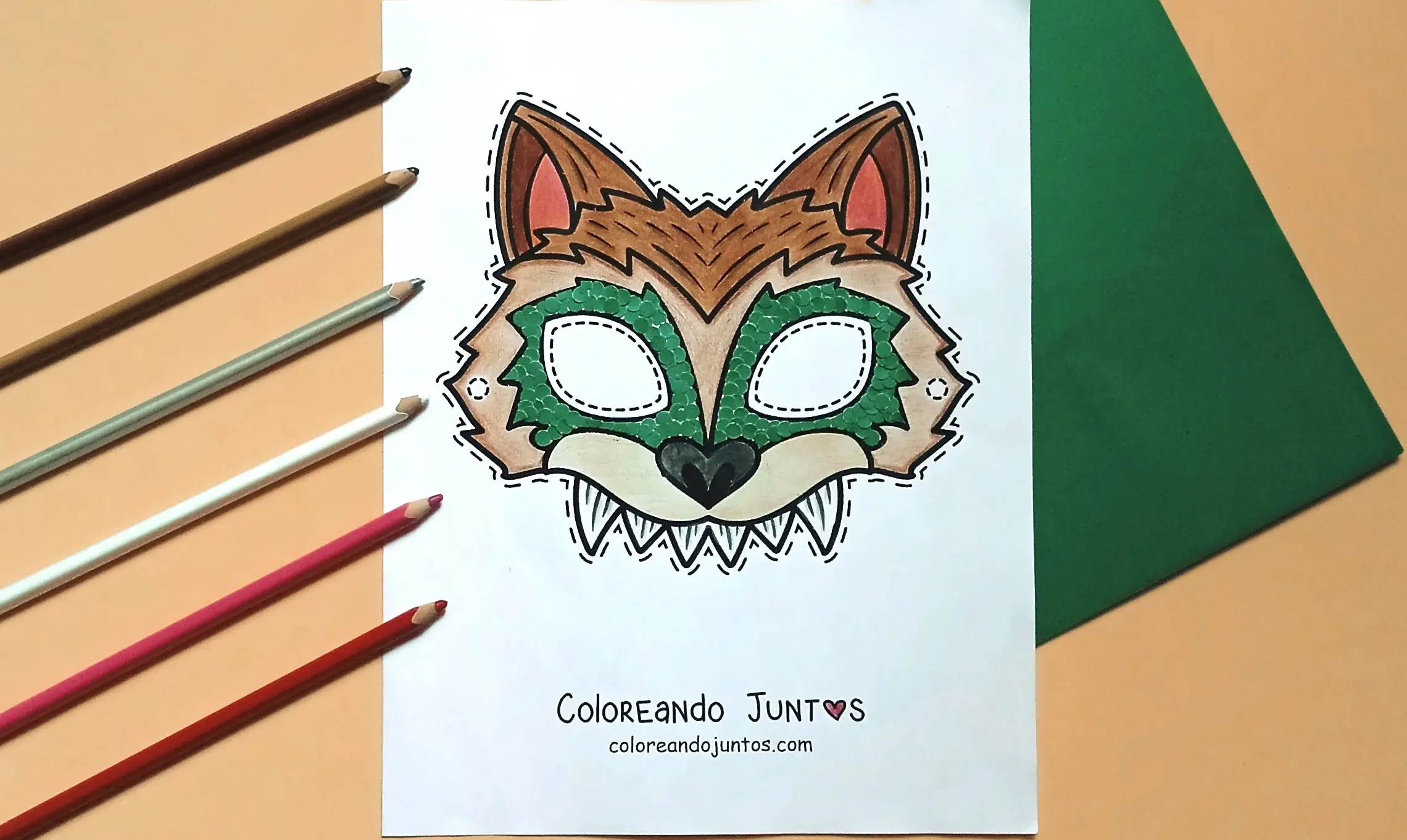 Halloween mask drawing colored by Coloring Together
