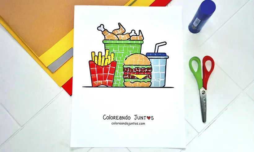 Hamburger drawing colored by Coloring Together