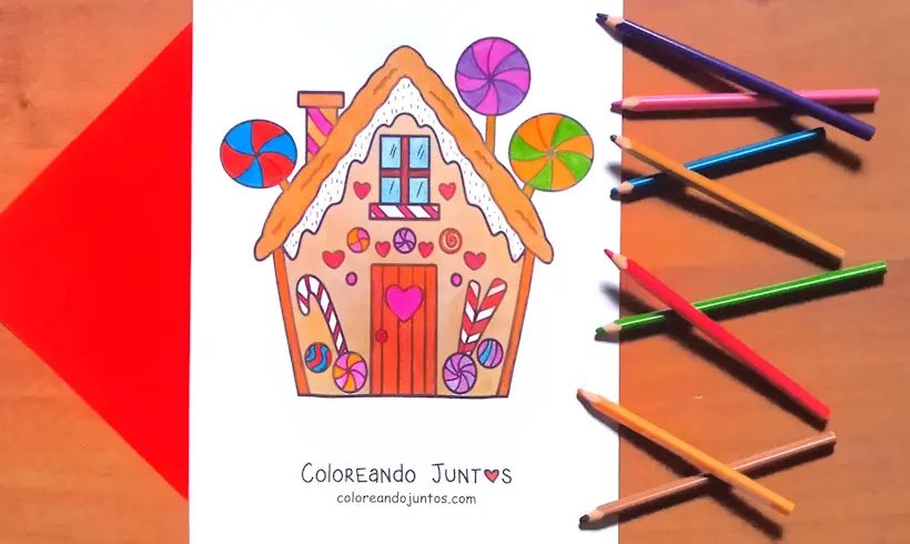 Drawing of the candy house from Hansel and Gretel colored by Coloring Together