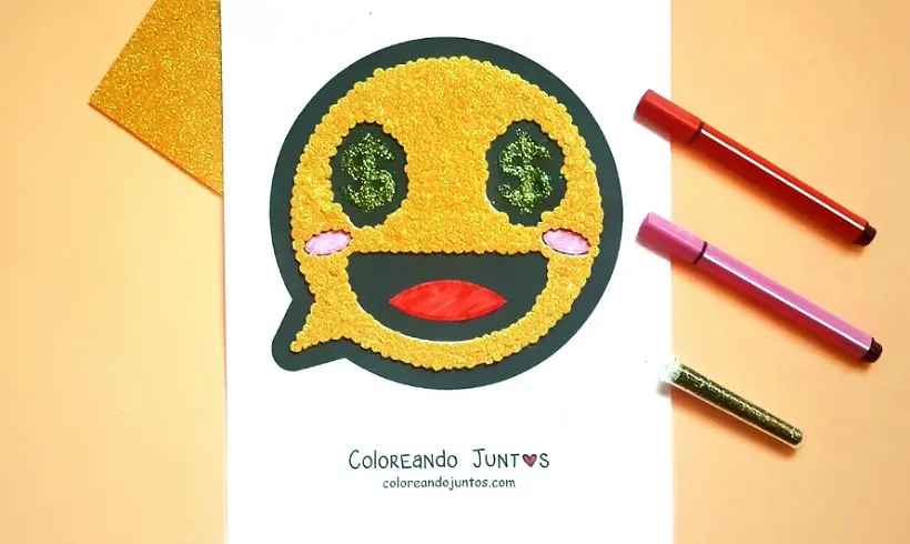 Drawing of a happy emoji colored by Coloring Together