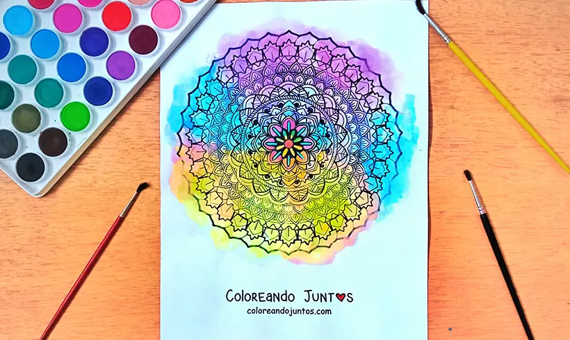 Difficult mandala picture colored by Coloring Together
