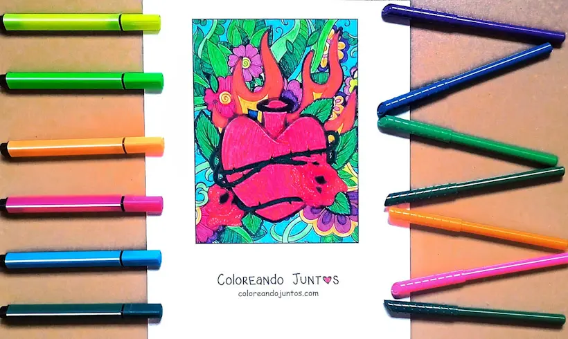 Drawing of a heart colored by Coloring Together