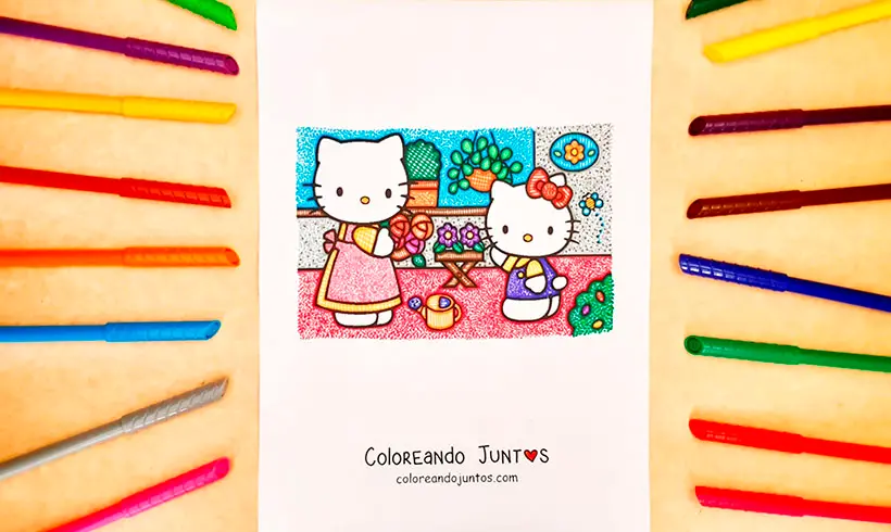 Hello Kitty drawing colored by Coloring Together