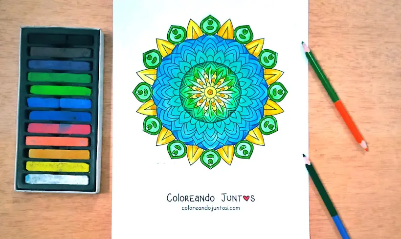 Hindu mandala drawing colored by Coloring Together