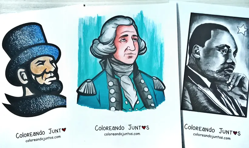 Drawings of historical figures colored by Coloring Together