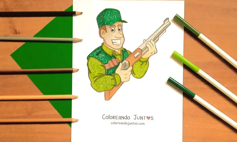 Drawing of a hunter colored by Coloring Together