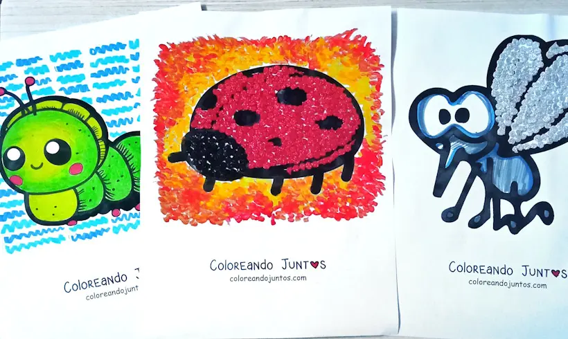 Insect drawings colored by Coloring Together