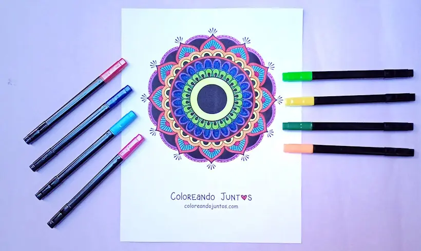 Islamic mandala drawing colored by Coloring Together