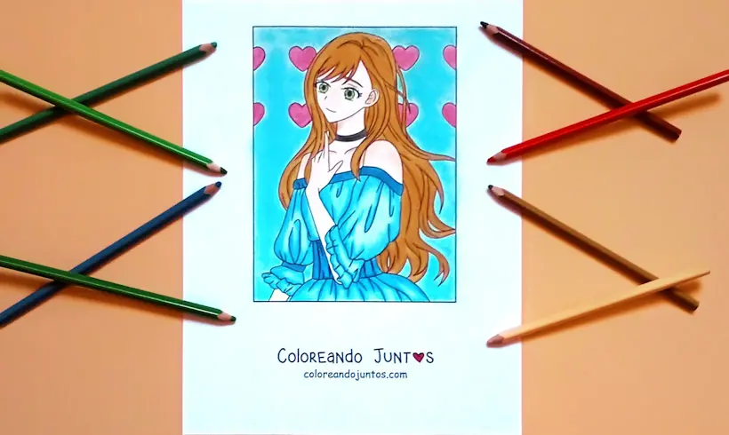 Kawaii anime and manga drawing colored by Coloring Together